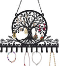 Personalized Tree of Life Wall Mounted Jewelry Organizer Metal Earring Holder Necklace Display Rack Decorative Jewelry Storage Hanger Space Saving Wall Decor for Bedroom Vanity Room Gift for Women