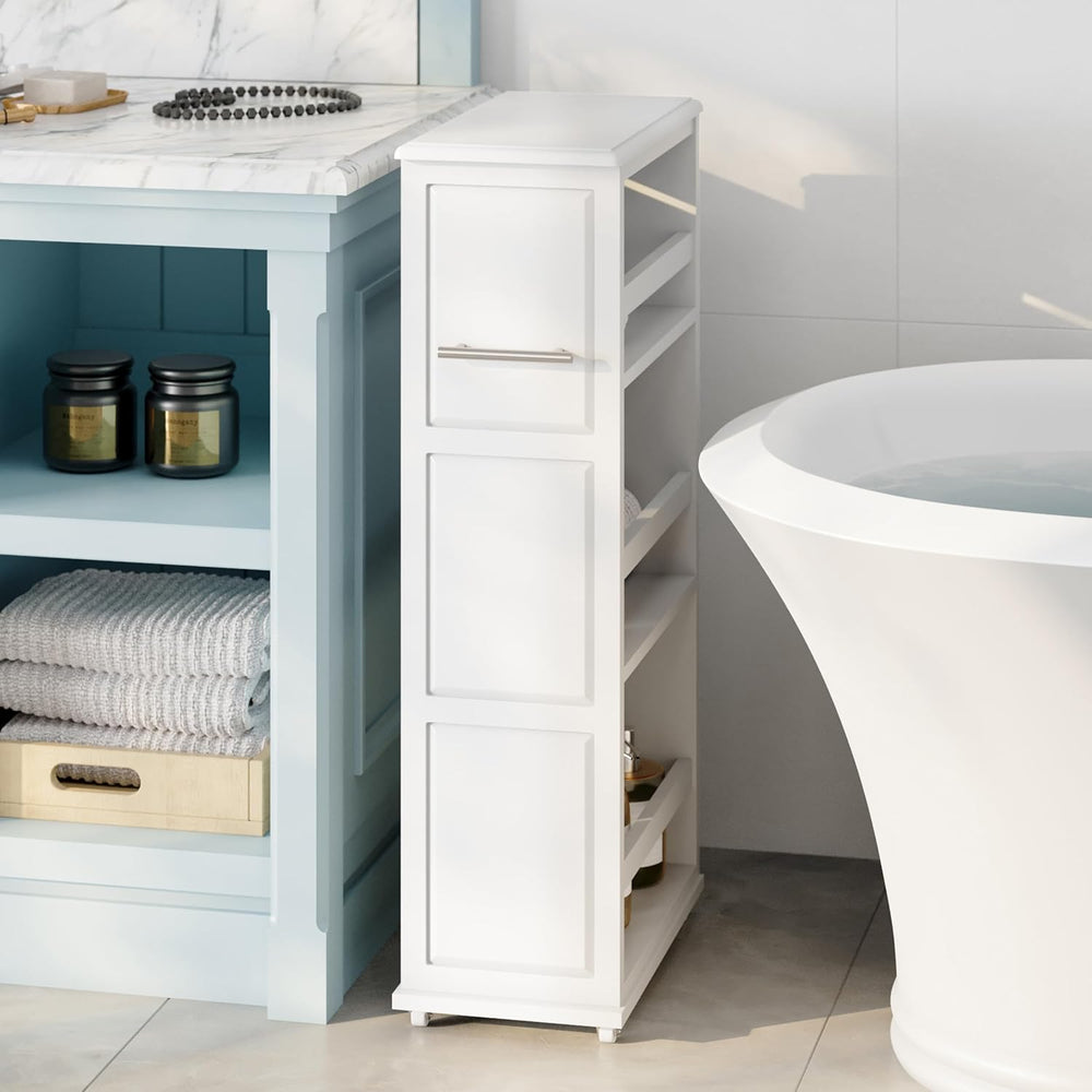 Lavish Home 3 Tier Slim Utility Rolling Storage Cart, White, 16.7”W x 9”D | N...
