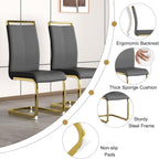 Ebullient 7-Piece White Dining Table Set for 6, Modern Gold Table & Chairs | 55" White MDF Table, 6 Padded Faux Leather Chairs, Gold Frames, 1.57" Thick Top, Reinforced Base, Easy-Clean, Easy Assembly