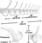 SKOLOO Coat Rack Wall Mounted - 10 Hooks, Pack of 2, Heavy Duty, Stainless Steel, Metal Wall Hangers, Sturdy Coat Hooks for Hanging Coats, Jacket, Clothes, Hat, White