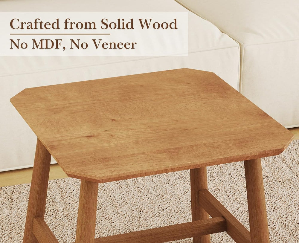 CIMOTA Solid Wood Side Table Modern Small Square End Table for Living Room Fa...