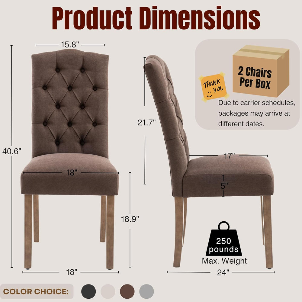 Tufted Upholstered Parsons Dining Chair Set Fabric Diner Accent Stylish Moder...