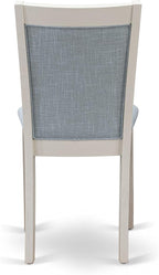 East West Furniture X027MZ015-5 5 Piece Kitchen Table & Chairs Set Includes a Rectangle Dining Table with X-Legs and 4 Baby Blue Linen Fabric Parson Chairs, 40x72 Inch, Multi-Color