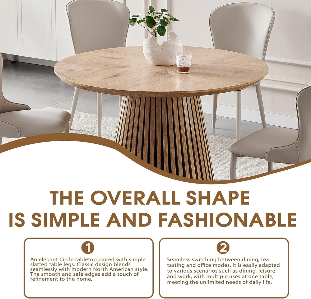 47.24'' Round Dining Table Wooden Circle Kitchen Dinner Table for Din...