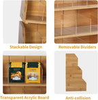 3 Layer Stackable Bamboo Tea Bag Organizer Storage Holder for Tea Bags Wood Tea Box Containers Tea Rack Teabag Station Stand for Cabinet Countertop Office(Patented Design)