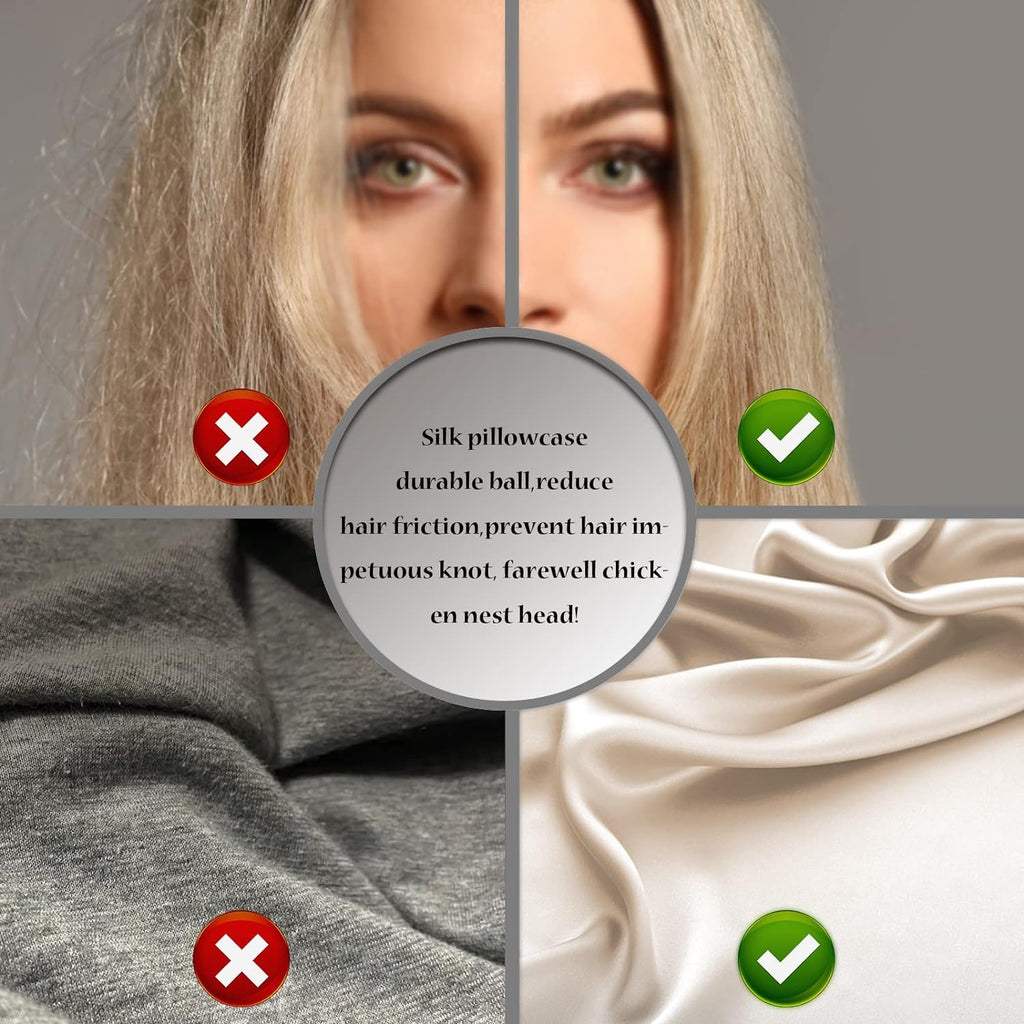 Silk Pillowcase for Hair and Skin,Soft,Breathable and Sliky 100% Queen Silk Pillow Case Set of 2,Both Sides Natural Mulberry Silk Pillowcases with Hidden Zipper(Queen Size 20"X 30",2pcs)