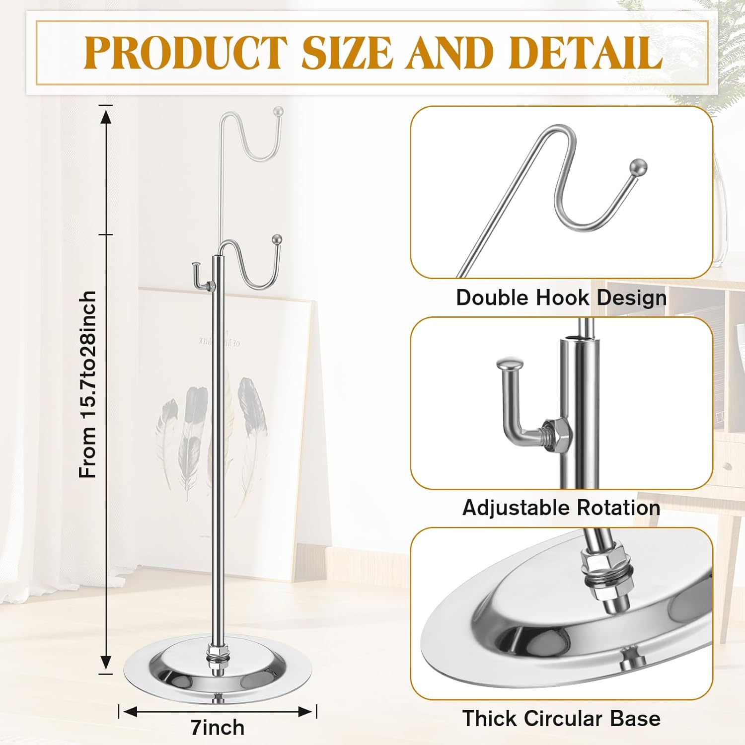 Therwen 6 Pcs Bag Display Stands Purse Display Stand Adjustable Height Handbag Holder for Home Boutique Store Counter Retail(Silver)
