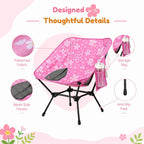 Kids Camping Chair, Foldable, Flowers | Lightweight, Carry Bag, Heavy Duty, Portable, Indoor & Outdoor Use