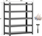 Heavy Duty Garage Shelving Unit, 72" H 2000 LBS Metal Storage Shelves, 5 Tier Adjustable Shelving Units for Organization, Heavy Duty Garage Storage Rack (72''H x 36''W x 16''D)