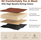 Modern Dining Chairs Set of 2, Upholstered Faux Leather Kitchen Side Chairs with Curved Open Back, Elegant Decorative Stitching, Easy Assembly for Dining Room, Restaurant, Cafe, Vintage Brown