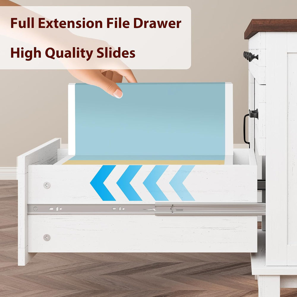 GarveeHome Executive Desk with File Drawers, Farmhouse Home Office Desk with ...