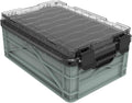 SIDIO Weather Resistant Stackable Storage Bins for Organization - Half-Size Plastic Bin with Dividers for Garage Organization, Home Storage - Heavy Duty Organizer Box (Aircraft)