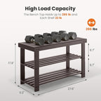 Sweetcrispy 3-Tier Shoe Rack Bench, Bamboo Entryway Storage Organizer, Shoes Stand for FrontDoor Entrance, Bedroom, Living Room, 286lb Capacity, 11.3 x 27.6 x 17.8 Inches, Pitch-Black