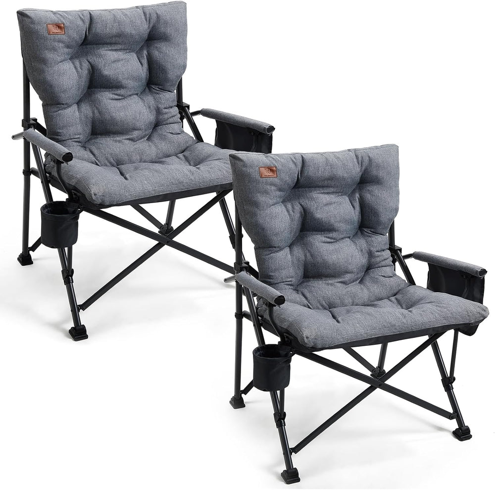 EVER ADVANCED Padded Oversized Folding Camping Chair for Adults, Heavy Duty L...