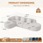 114 Inch Boneless Couches for Living Room,Modern Modular Sectional Sofa with Chaise,L-Shape Cloud Sectional Couch,No Assembly Required,Beige
