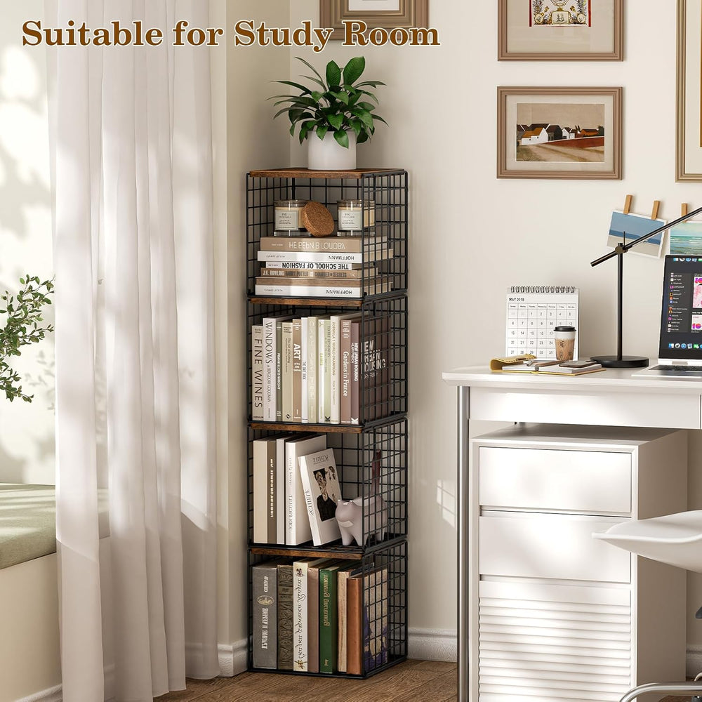 Dmevkic 2 Cube DIY Stackable Small Bookcase,Bookshelf for Small Spaces,Cube S...
