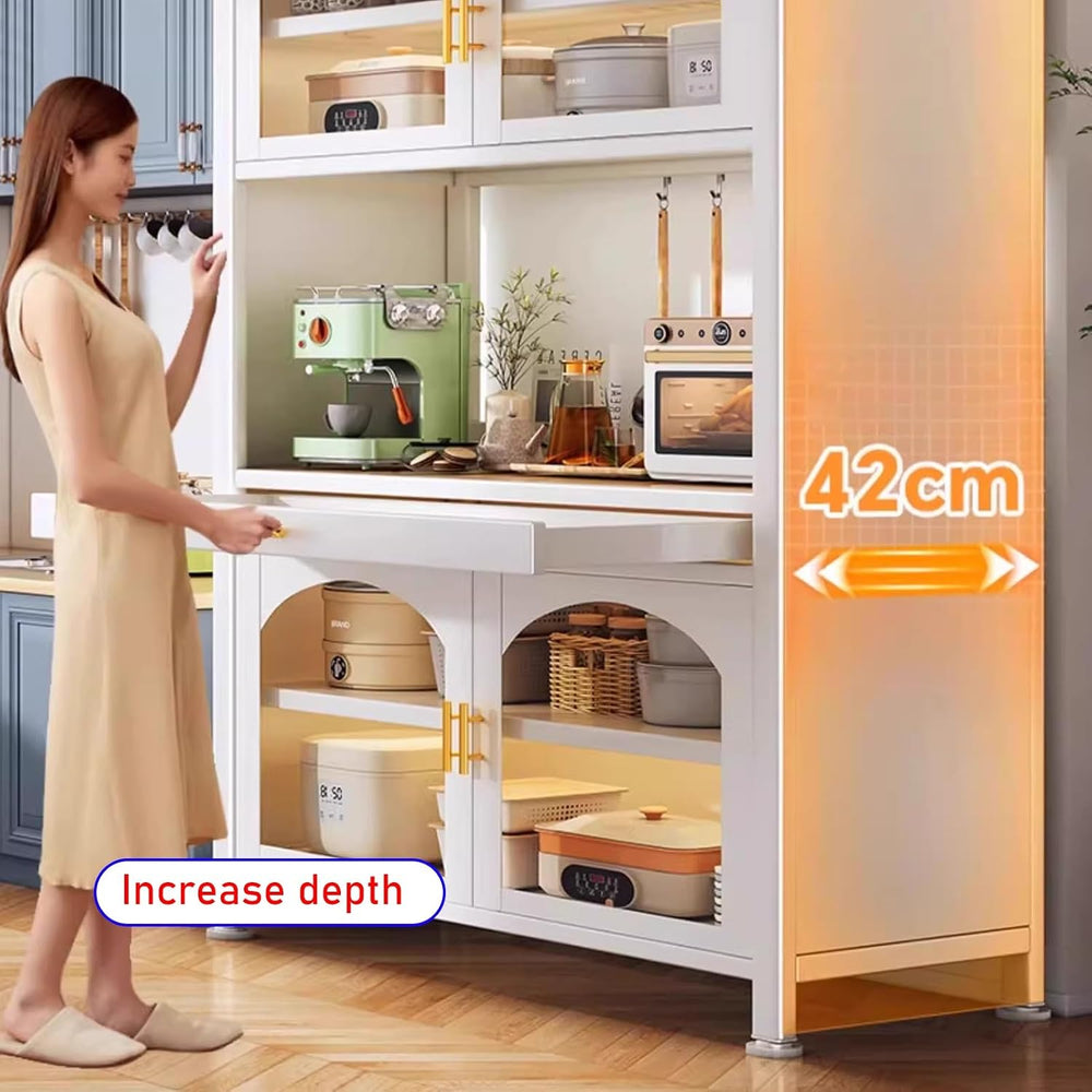 JKGHK Kitchen Pantry Cabinet Buffet with Drawer Storage, 72.8in Microwave Sta...