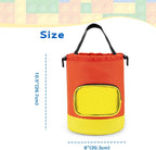 Drawstring Toy Storage Bag for Building Bricks, Building Blocks, Board Games, Puzzles, Construction Toy Travel Bag, Beach Sand Toys Storage (Yellow-orange, Small)
