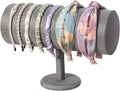 T-Bar Headband Holder Organizer for Show, Soft Velvet Hairband Stand Display, Hair Hoop Accessories Jewelry Storage for Home Bedroom (Gray Linen)