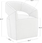 Upholstered Dining Chairs with Casters No Assembly Modern Barrel Armchair with Rollers for Diningroom Bedroom Livingroom Reading Room