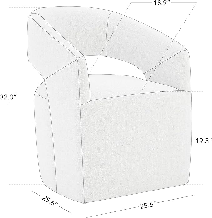 Upholstered Dining Chairs with Casters No Assembly Modern Barrel Armchair with Rollers for Diningroom Bedroom Livingroom Reading Room