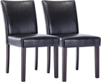 Watson & Whitely Upholstered Kitchen & Dining Room Chairs with Low Back, Faux Leather Armless Dining Chairs with Solid Wood Legs, Set of 2, Black