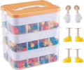 Organizers Storage Box for lego: Plastic Stackable Storage Case with Building Blocks Lids, Containers with Carrying Handle and Adjustable Grid Organizers, 3 Layer Orange