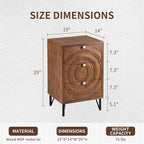 COSIEST Nightstand, Rustic End Table with 3 Drawers, Vintage Wood Bedside Table with Strudy Legs, Modern Side Table Accent Nightstand for Bedroom, Living Room(Brown,2 Pieces)