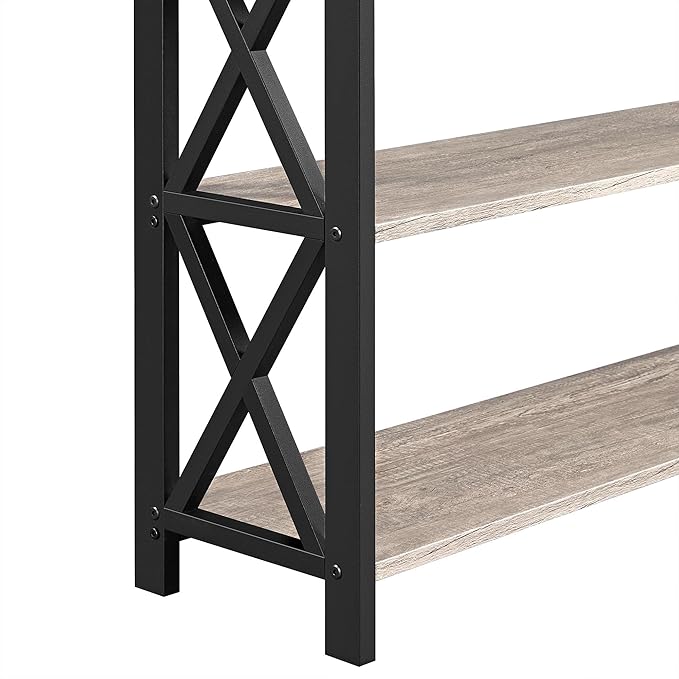 Yaheetech TV Stand, Entertainment Center with Drawer, Media Console Table for TV up to 45 inch, TV Console Table with Open Storage Shelves for Living Room/Hallway, Metal Frame, Grey
