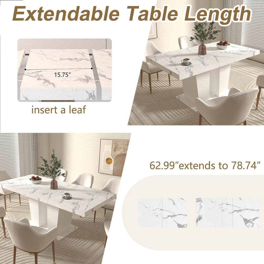 SSLine Rectangular Extendable Dining Table 63"-78.7" Large Conferen...