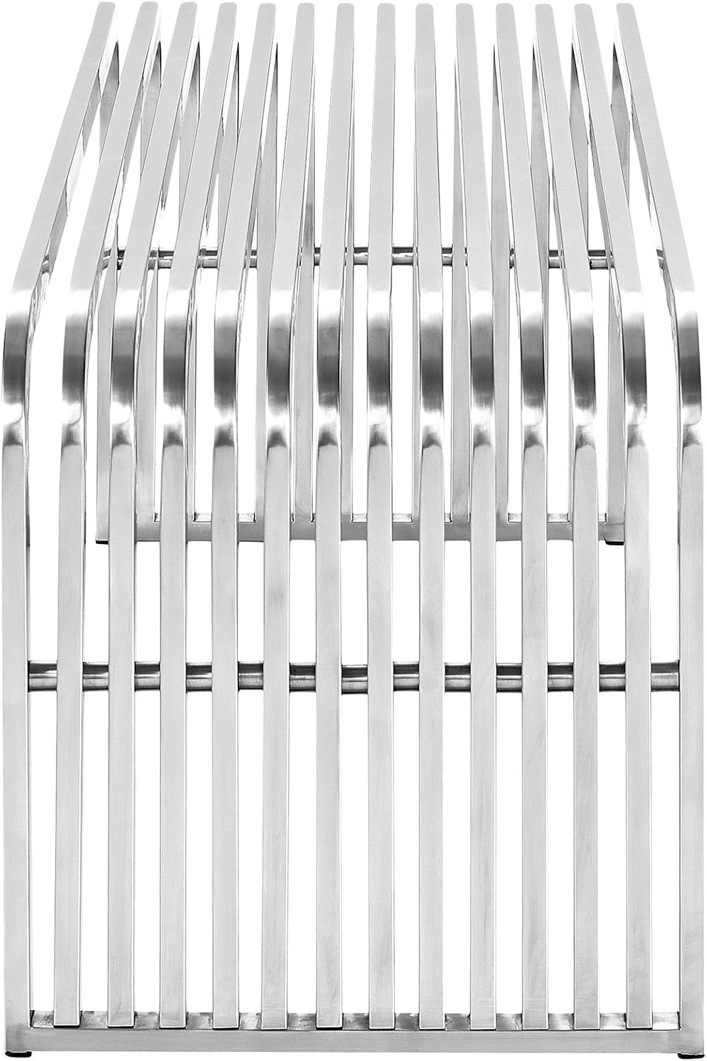 Modway Pipe Contemporary Modern Stainless Steel Metal Bench, 47"