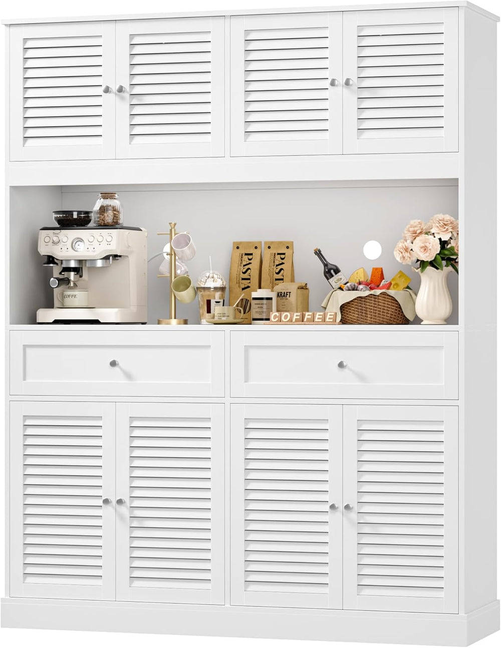 HIFIT 71“HX55“W Large Pantry Cabinet for Food Storage, Farmhouse Kitchen Hutc...