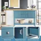 COSTWAY Buffet Sideboard, with 2 Wood Storage Drawers & Open Shelf, Console Table for Living Room Kitchen Dining Room Furniture (Blue)