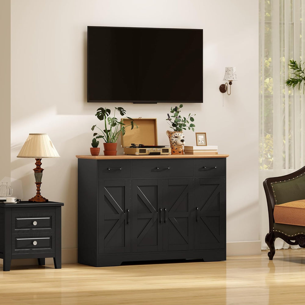 HOMCOM 47" Sideboard Buffet Cabinet, Farmhouse Credenza with Soft-Close ...