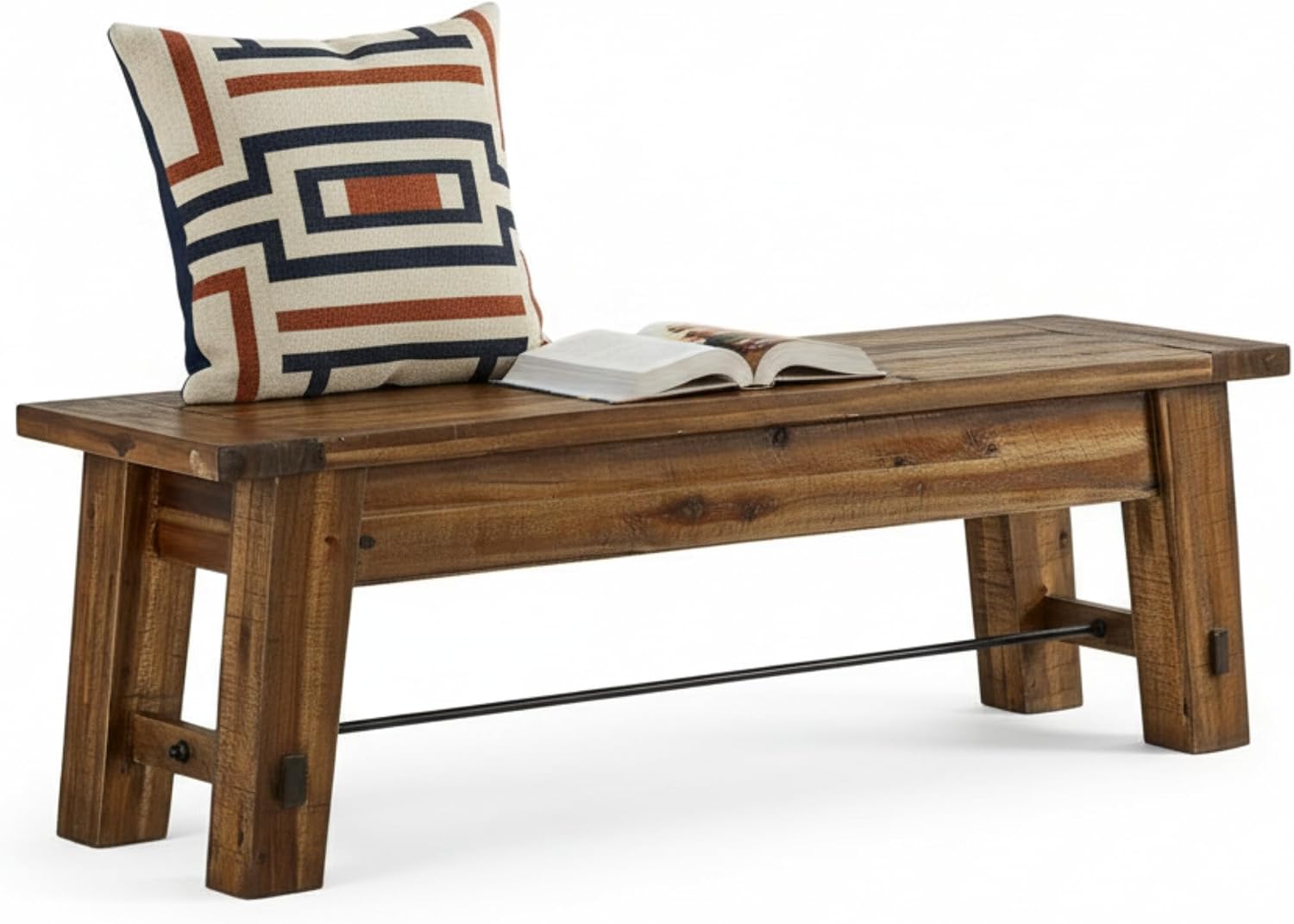 Durango Rustic Farmhouse Style 60-Inch Wood Bench - Industrial Modern Accent Furniture with Solid Wood Seat for Entryway, Dining Room, Hallway, Foyer, or Kitchen by Alaterre Furniture