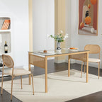 COSVALVE Boho Dining Chairs Set of 2, Upholstered Cane Dining Chair with Rattan Back Metal Legs, for Dinner Living Room Reception
