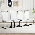 AZmac Modern Leather Dining Chairs Set of 4,Armless Kitchen Chairs,Dining Room Chair with Upholstered Padded Seat and Sturdy Chrome Legs for Dining Room,Kitchen (Set of 4, White-Black Leg)