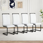 AZmac Modern Leather Dining Chairs Set of 4,Armless Kitchen Chairs,Dining Room Chair with Upholstered Padded Seat and Sturdy Chrome Legs for Dining Room,Kitchen (Set of 4, White-Black Leg)