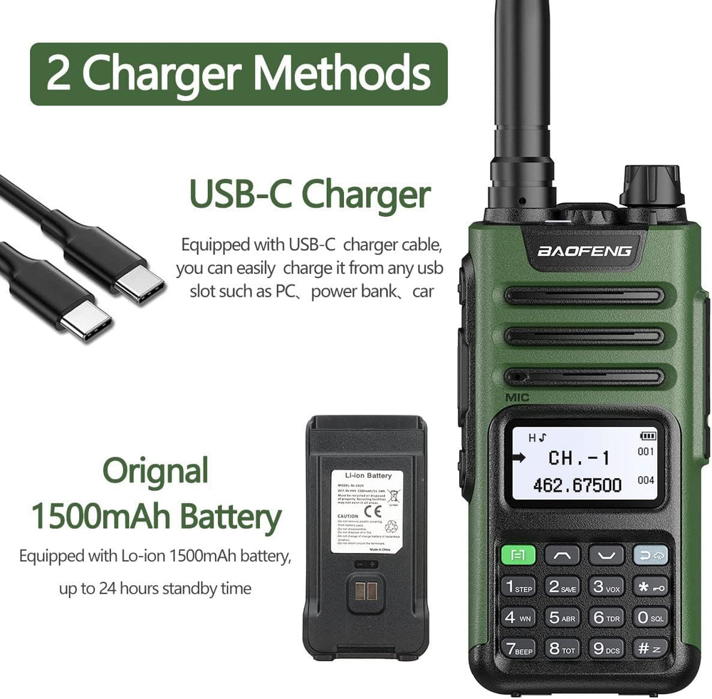 BAOFENG GMRS Radio Handheld Long Range GM-15 Pro 8W Walkie Talkie with Earpie...