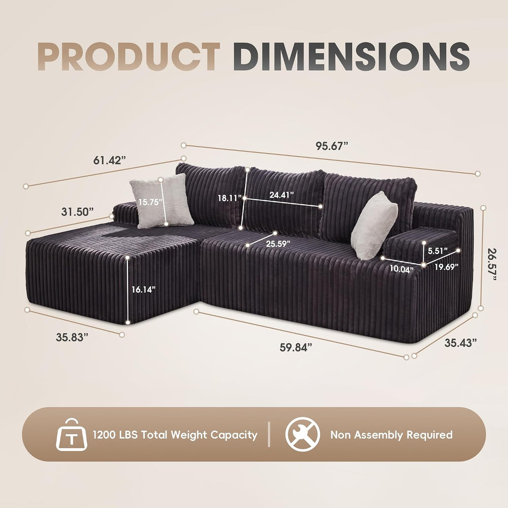 Hobestluk Couch Modular Sectional Sofa L-Shape Lounge Cloud Couch