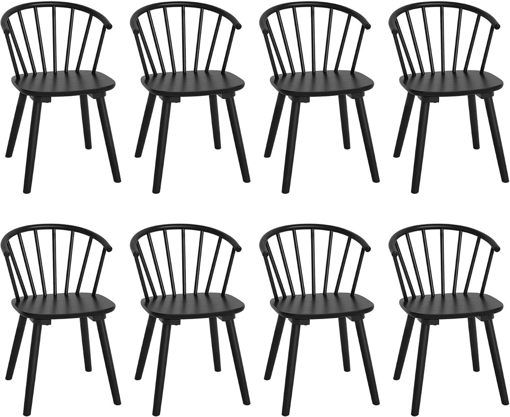 LUE BONA Black Dining Chairs Set of 8, Farmhouse Wood Dining Chairs with Semi...