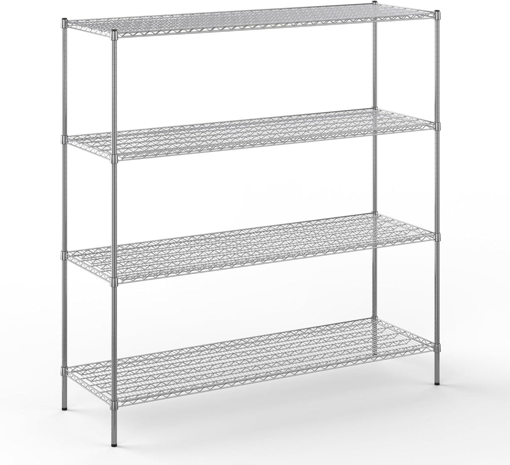 24" Deep x 72" Wide x 74" Height Wire Shelving Kit | 4-Tier | NSF Commercial Storage Rack Unit