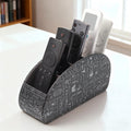Remote Control Holder with 5 Compartments, Upgraded PU Leather TV Remote Caddy Desktop Organizer for Easy Store and Take Remote Controllers, Office Supplies, Media Accessories(Retro Silver)