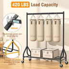 EAGMAK Heavy Duty Clothes Rack Load 420 LBS, 47.2" Long Rolling Garment Rack with Lockable Wheels, Standing Metal Clothing Hanger, Portable Wardrobe Sturdy Coat Organizer for Hanging Clothes (Black)