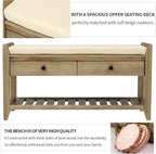 39″ Storage Bench with Cushioned Seat and Drawers,Multipurpose Wooden Entryway Ottoman,Hidden Compartment Organizing Shoe Rack,for Bedroom Hallway Porch,Gray