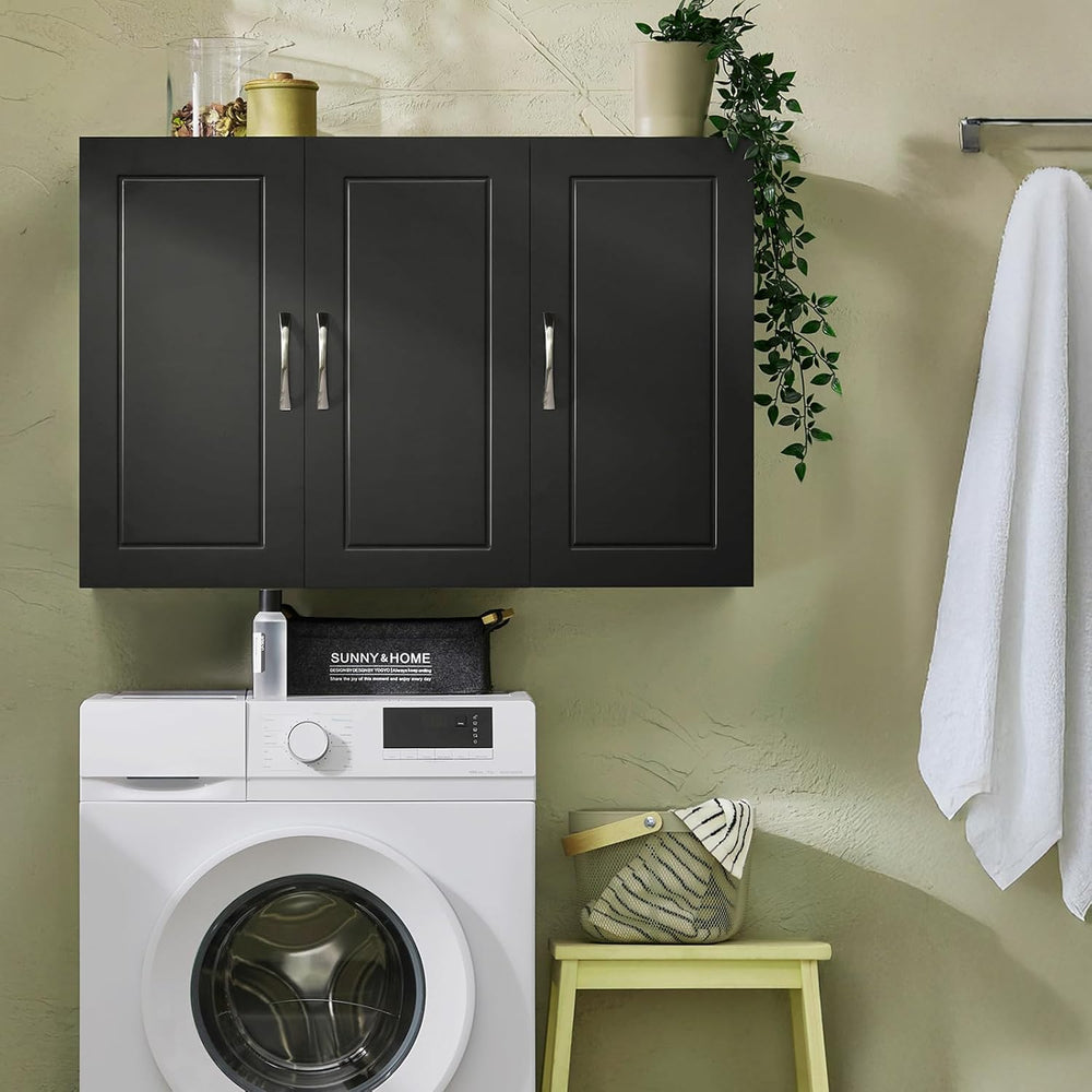 3-Doors Bathroom and Laundry Room Wall Cabinet with Adjustable Shelves, Medic...
