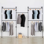 Industrial Pipe Clothes Rack, Heavy Duty Detachable Wall Mounted Black Iron Garment Bar, Clothing Store Display Stands Garment Rack Closet System (125.5 x 93.7inch)