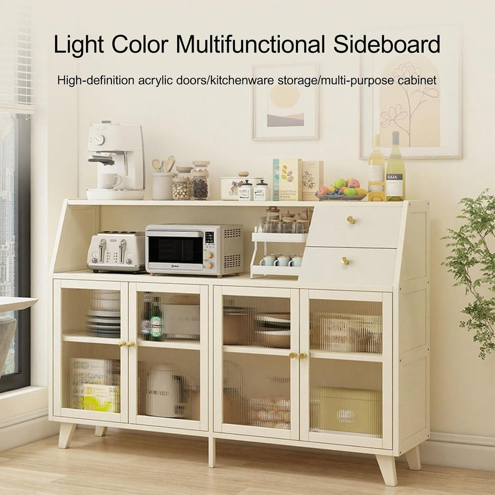 Kitchen Pantry Cabinet with Doors and Drawers, Farmhouse Wood Kitchen Pantry,...