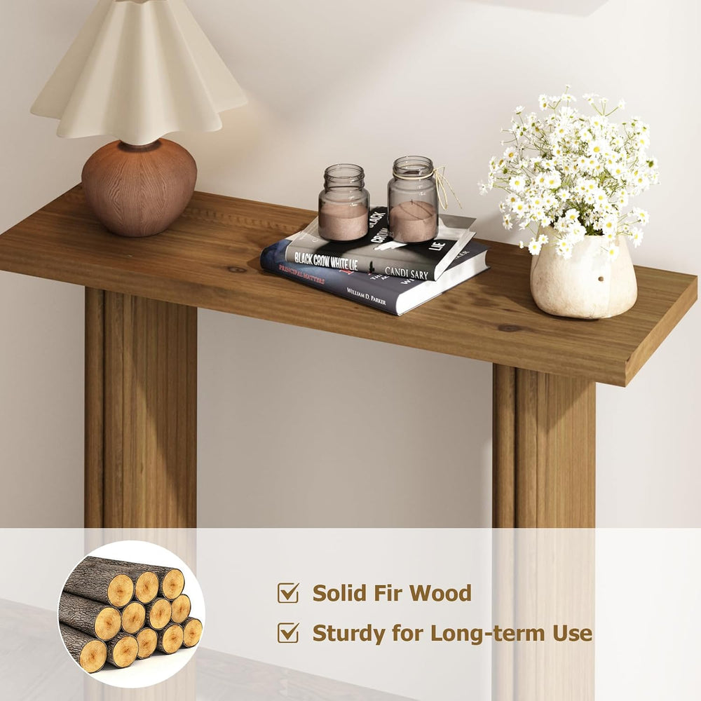 Fluted Solid Wood Console Table, Entryway Table