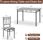Vipbear Kitchen Dining Table Set for 4, 5-Piece Kitchen Table Set,Dining Room Table Sets,Rectangular Kitchen Table Set with 4 Chairs for Small Space, Dinette,Apartment,Rustic Grey